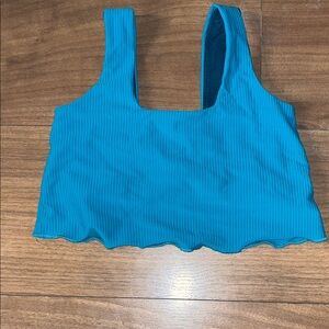Vibrant Teal Ribbed Crop Top